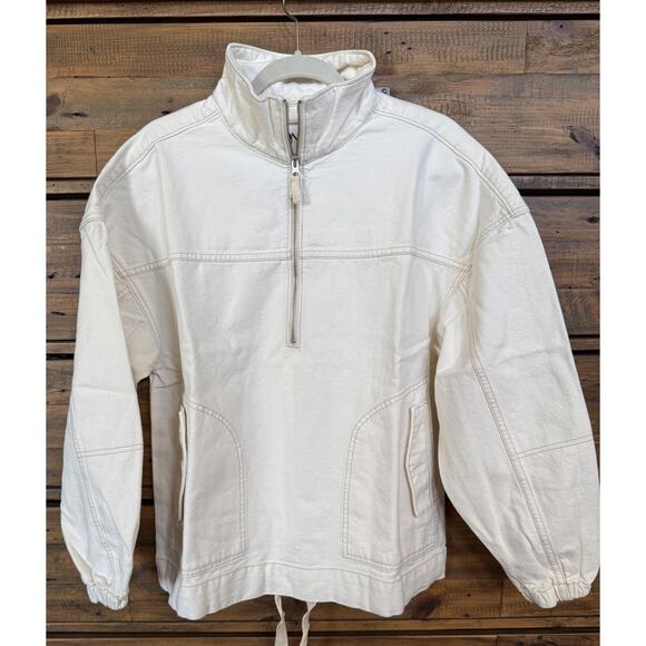 LNDN Jacket Women's Sz M Natural Half Zip Anorak Pullover Organic Cotton - Picture 1 of 9